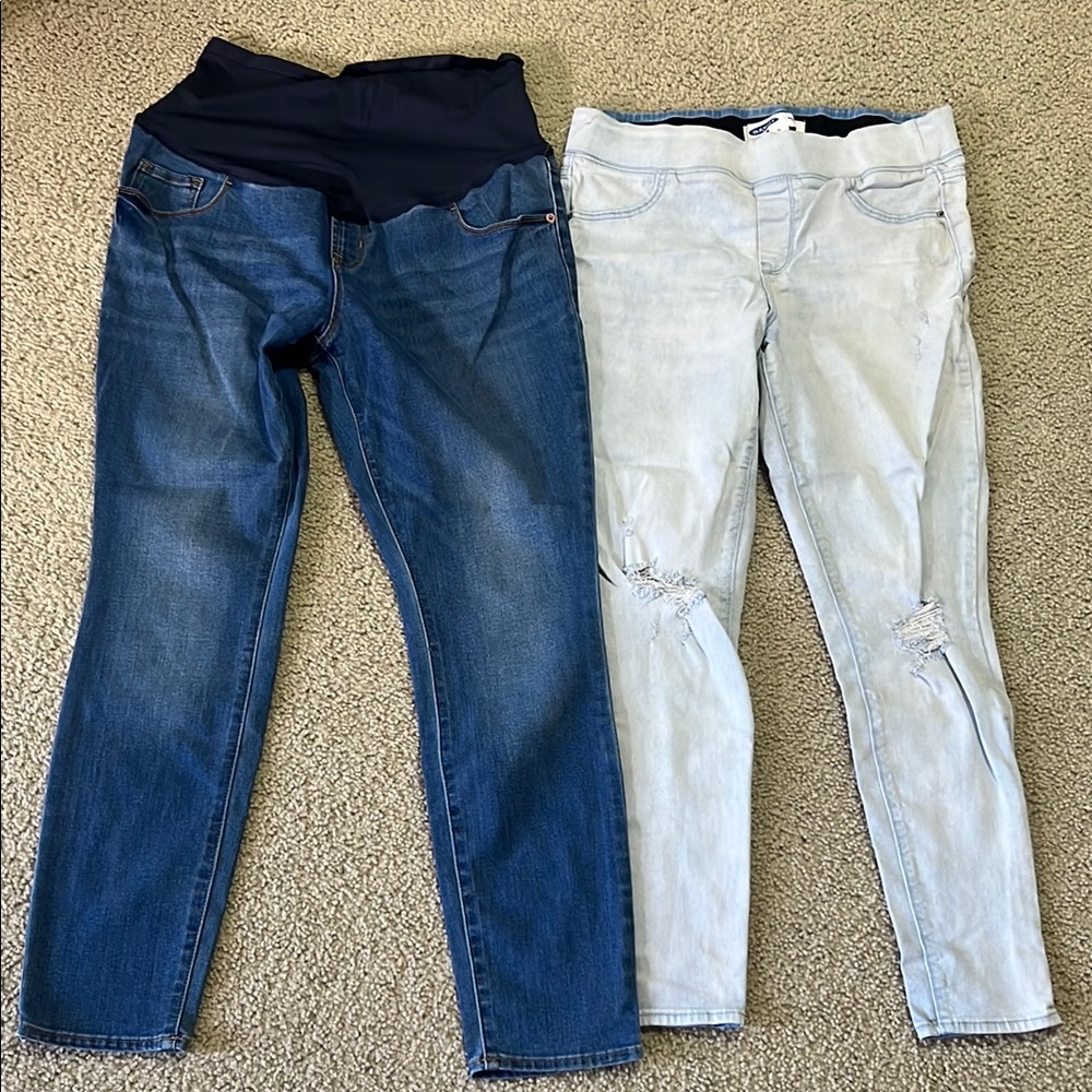 Old Navy Maternity Skinny Jeans - Dark Blue & Light Blue